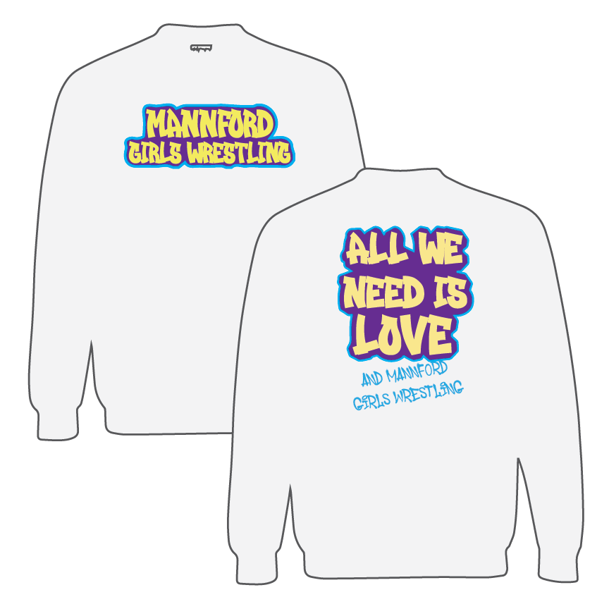 Mannford Girls Wrestling Graffiti Adult Crews and Hoodies