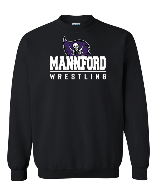 Mannford Wrestling Pirate Flag Adult Crews and Hoodies