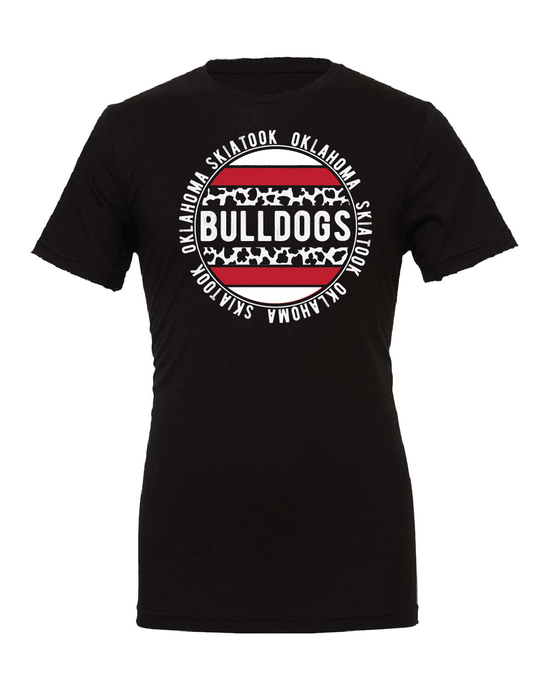 Skiatook Bulldogs Spirit Tee with Cow Print