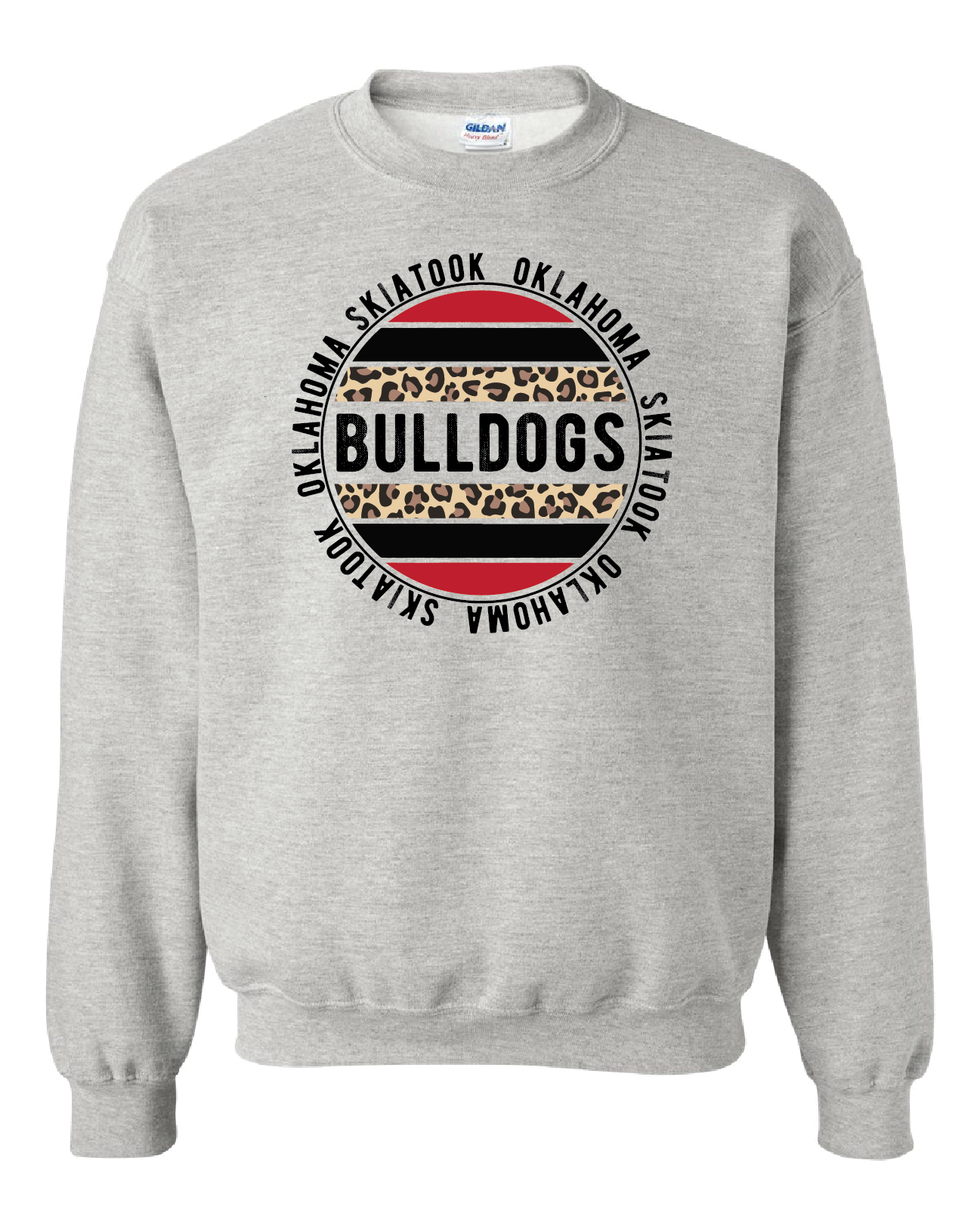 Skiatook Bulldogs Spirit Tee with Leopard Print Crews & Hoodies