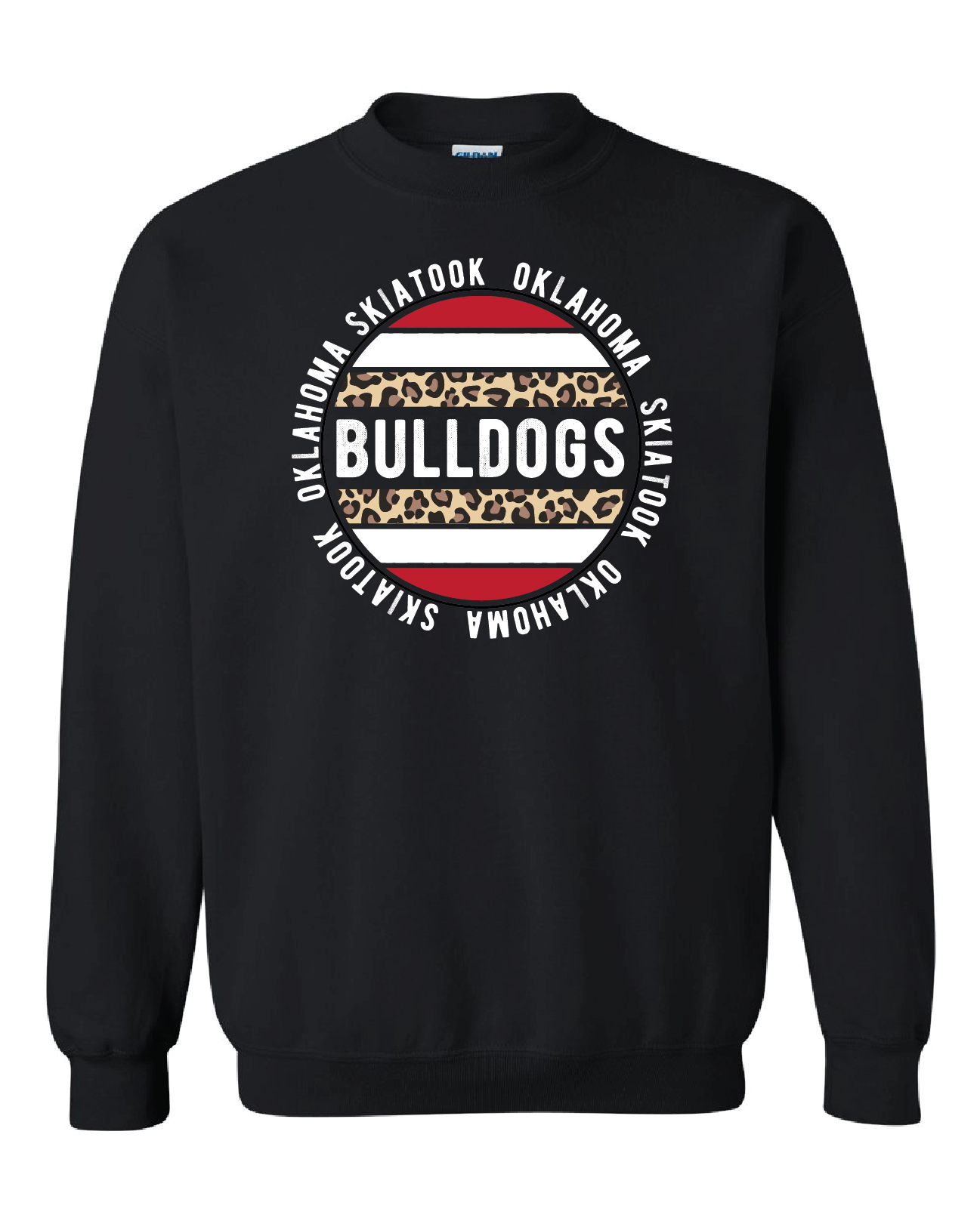 Skiatook Bulldogs Spirit Tee with Leopard Print Crews & Hoodies