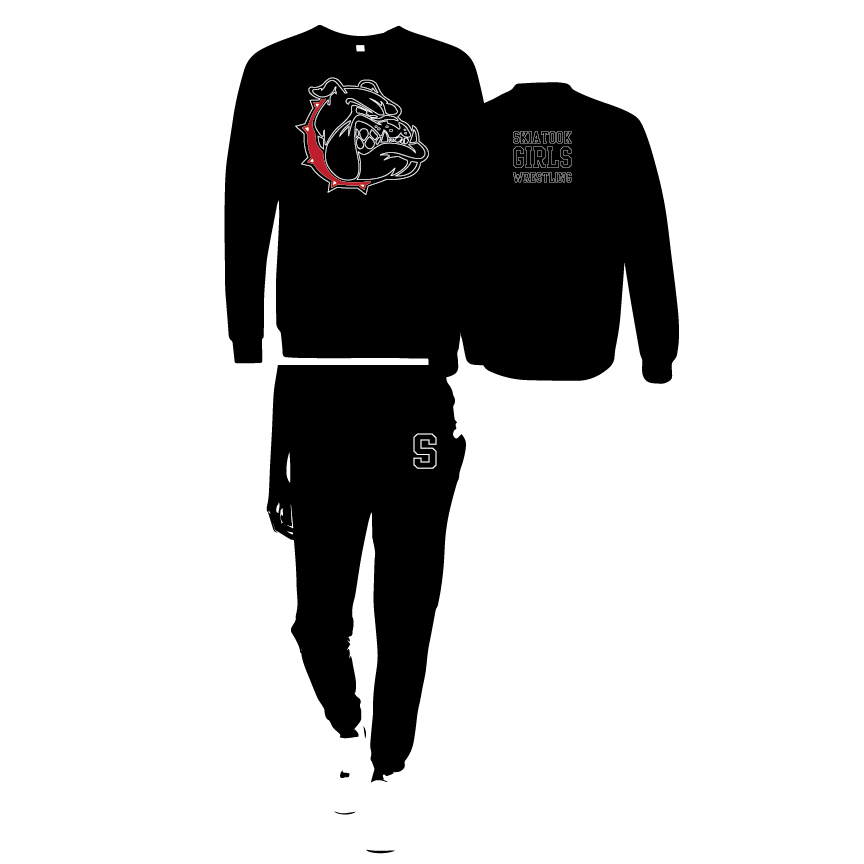 Skiatook Wrestling 2023-24 Warm Up Sweatshirt and Joggers - Bulldog Print