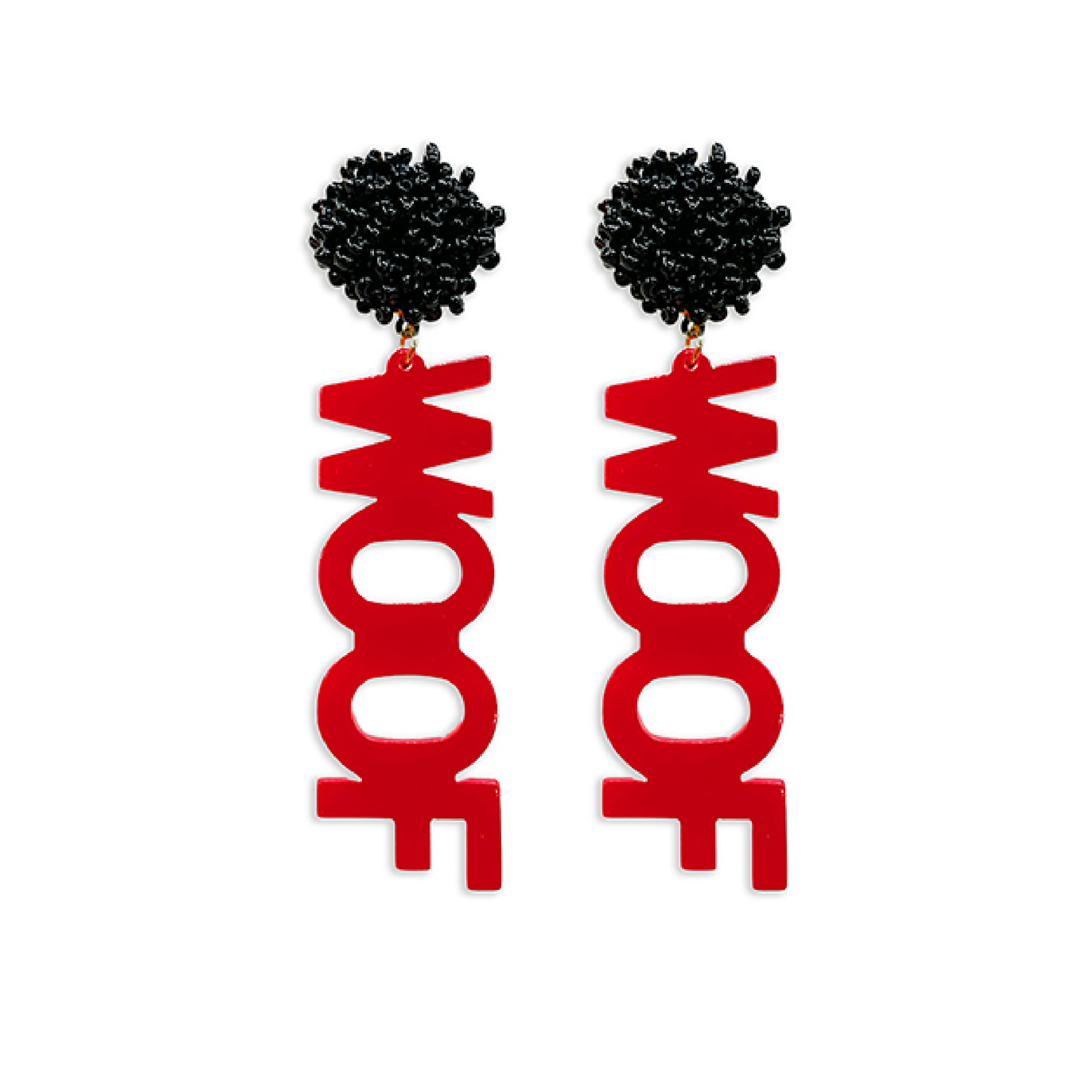 WOOF Bulldogs Acrylic Bead Top Earrings