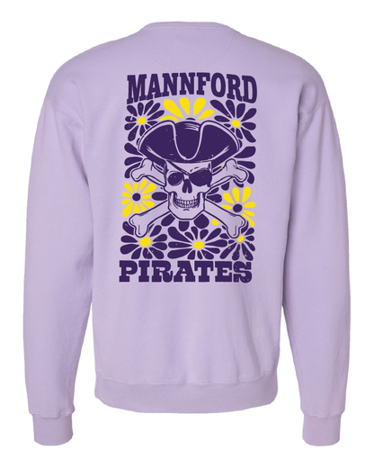 Mannford Pirates Floral Skull Youth Crews and Hoodies