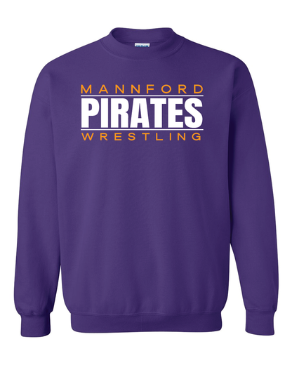 Mannford Wrestling Purple Adult Crews and Hoodies