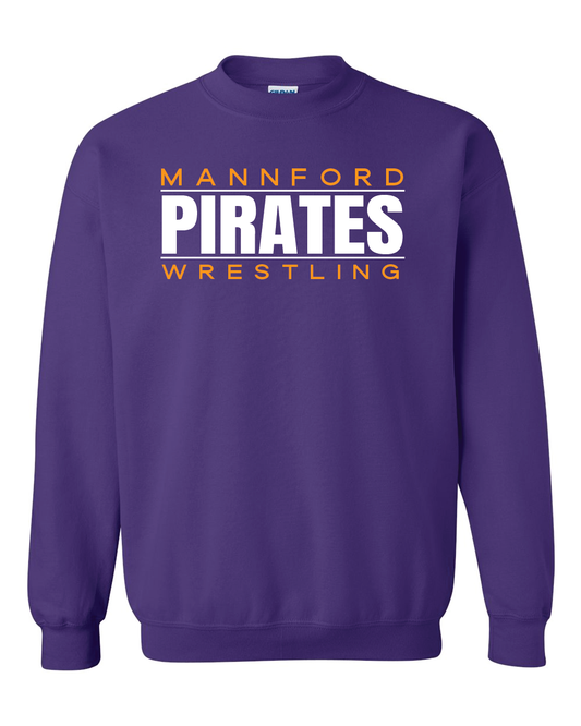 Mannford Wrestling Purple Adult Crews and Hoodies